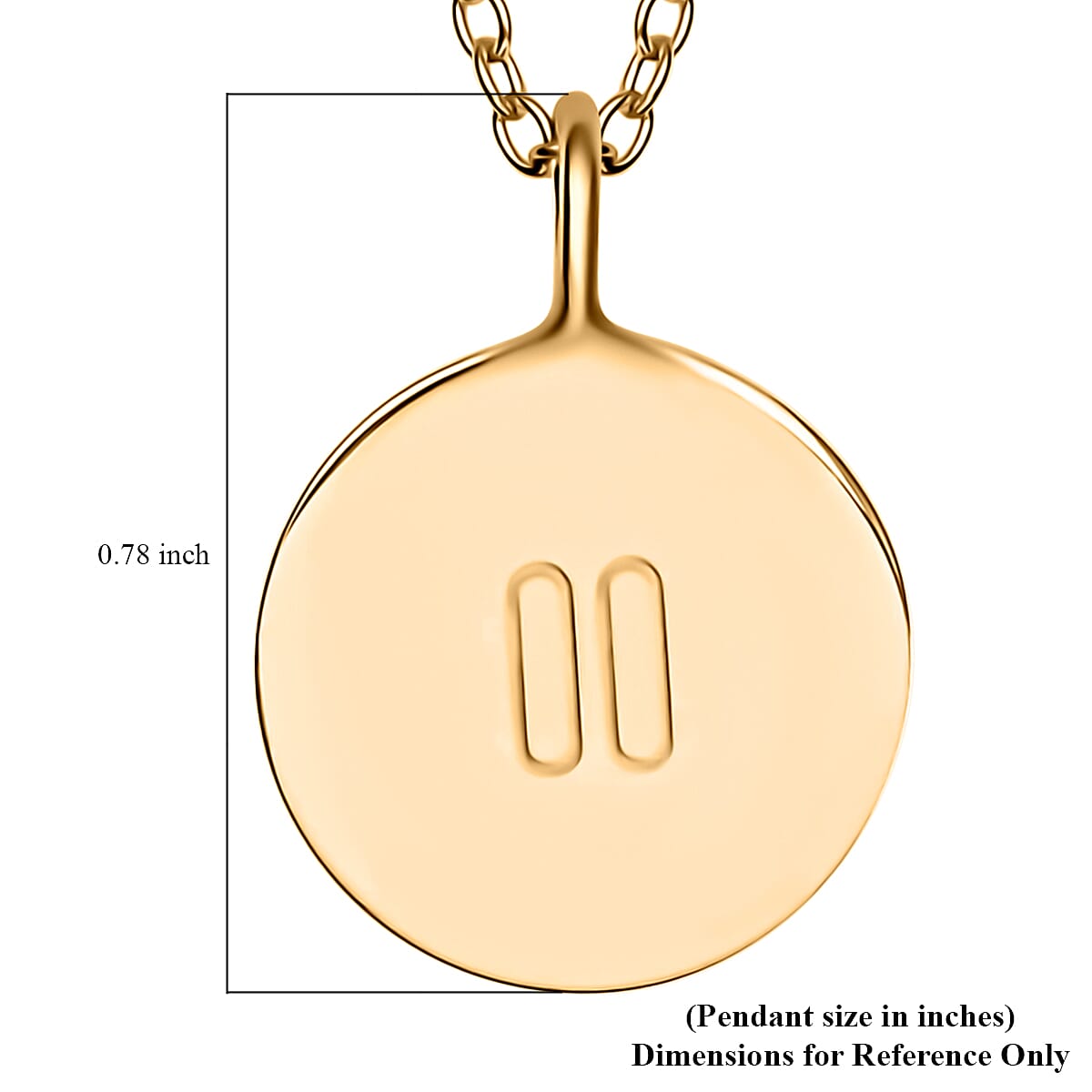 Dainty Pause Sign Pendant Necklace, 16-18 Inch Adjustable Necklace, 14K Yellow Gold Over Sterling Silver Pendant Necklace 3.90 Grams