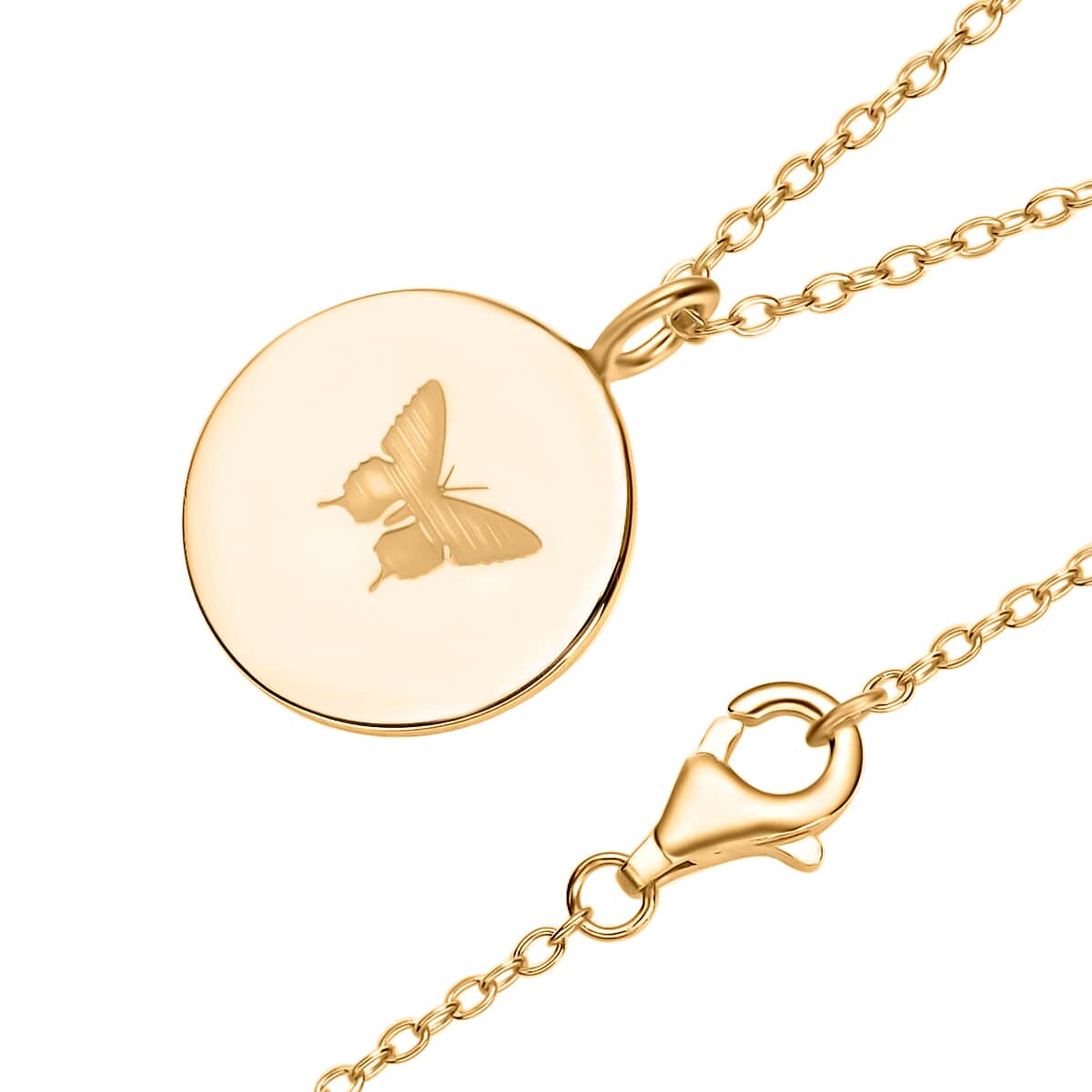 Dainty Faith Butterfly Sign Pendant Necklace, 16-18 Inch Adjustable Necklace, 14K Yellow Gold Over Sterling Silver Pendant Necklace 4.15 Grams image number 4