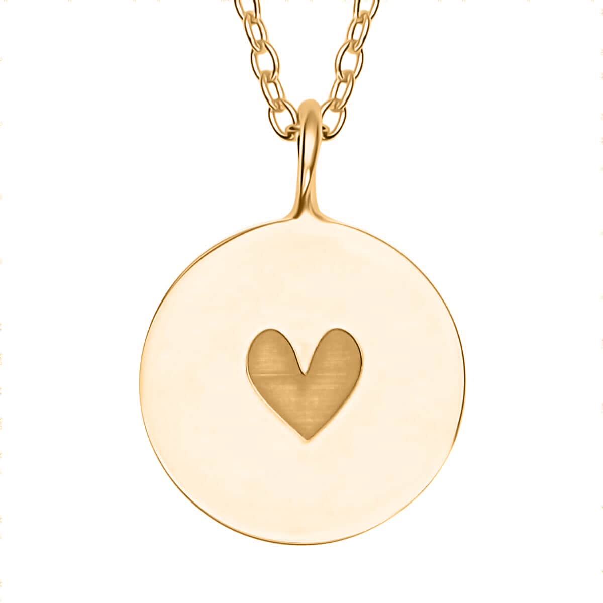 Heart Sign Pendant Necklace, 16-18 Inch Adjustable Necklace, 14K Yellow Gold Over Sterling Silver Pendant Necklace 4 Grams image number 2