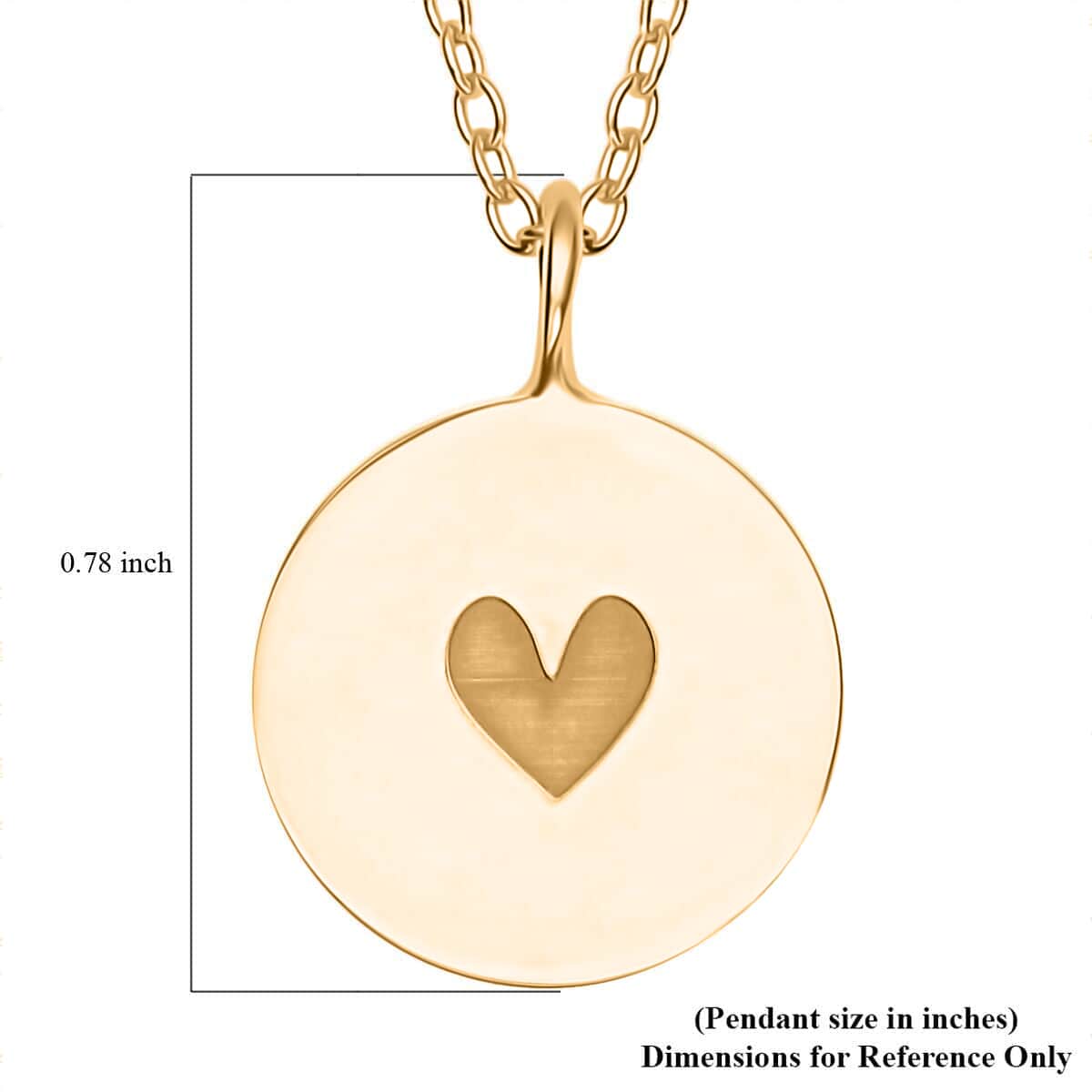 Heart Sign Pendant Necklace, 16-18 Inch Adjustable Necklace, 14K Yellow Gold Over Sterling Silver Pendant Necklace 4 Grams image number 6