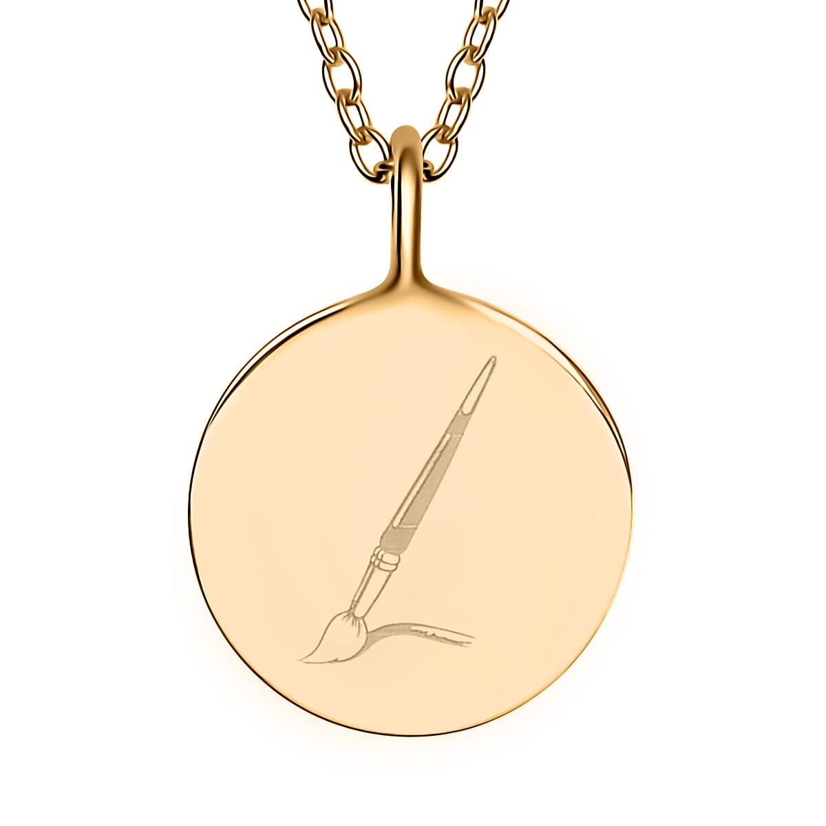 Paint Brush Sign Pendant Necklace, 16-18 Inch Adjustable Necklace, 14K Yellow Gold Over Sterling Silver Pendant Necklace 4 Grams image number 2
