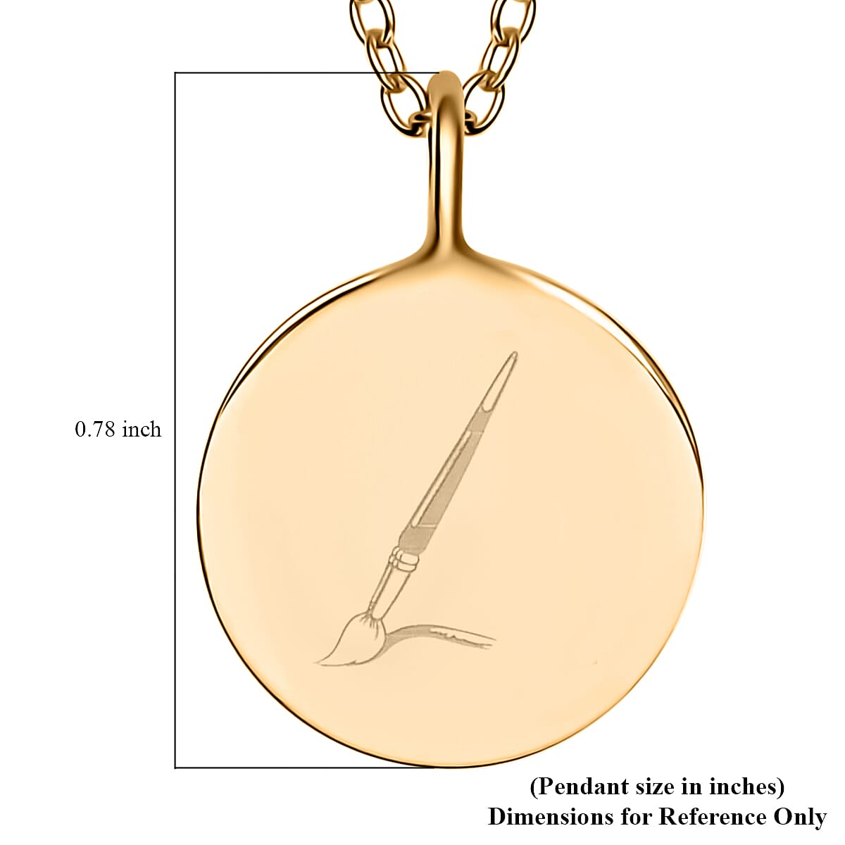 Paint Brush Sign Pendant Necklace, 16-18 Inch Adjustable Necklace, 14K Yellow Gold Over Sterling Silver Pendant Necklace 4 Grams image number 6