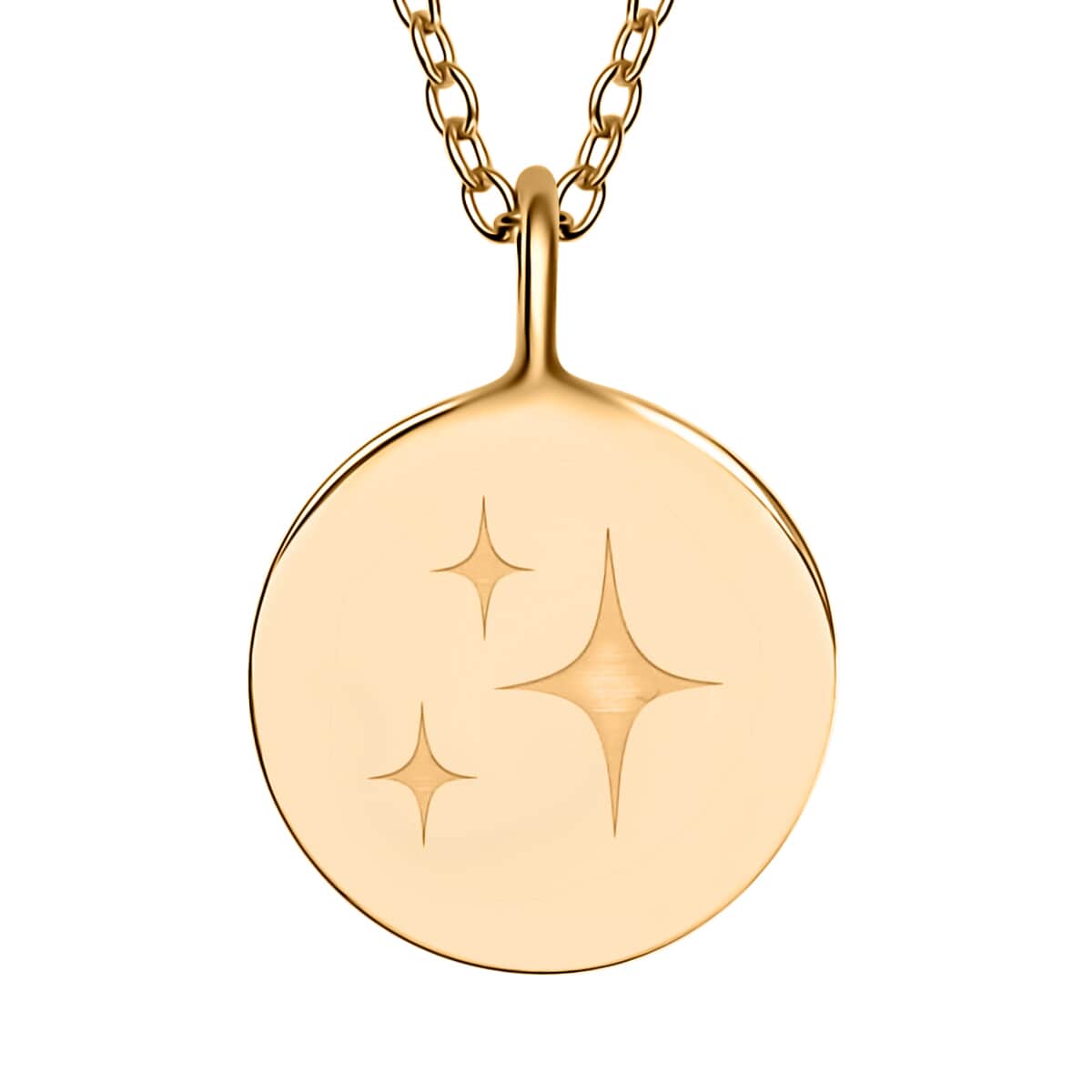 Star Sign Pendant Necklace, 16-18 Inch Adjustable Necklace, 14K Yellow Gold Over Sterling Silver Pendant Necklace 4.10 Grams image number 2
