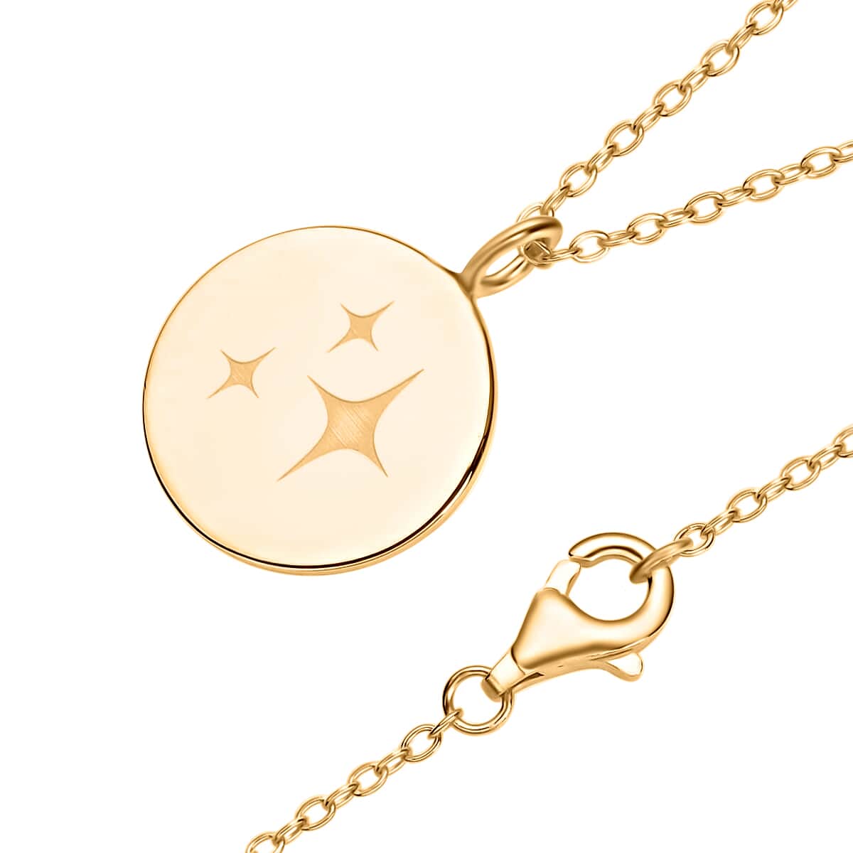 Star Sign Pendant Necklace, 16-18 Inch Adjustable Necklace, 14K Yellow Gold Over Sterling Silver Pendant Necklace 4.10 Grams image number 4