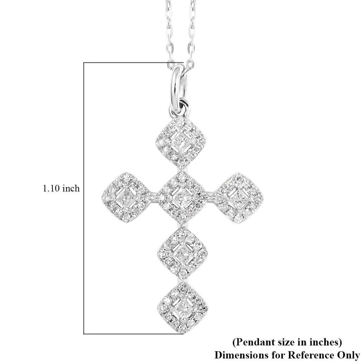 NY Closeout 10K White Gold Diamond Cross Pendant Necklace 18 Inches 0.33 ctw image number 5