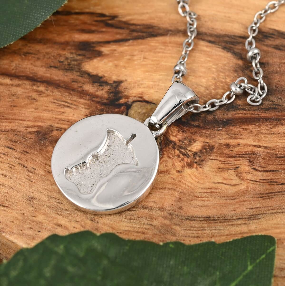 No Kid Hungry Embossed Logo Coin Pendant Necklace (18 inches) in Stainless Steel , Tarnish-Free, Waterproof, Sweat Proof Jewelry image number 1