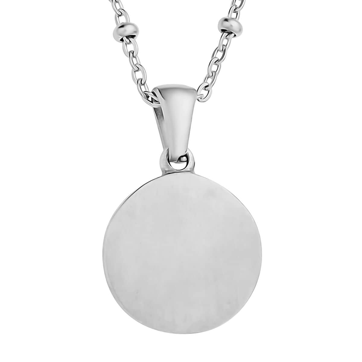 Bite Apple Engraved Coin Pendant Necklace (18 Inches) in Stainless Steel image number 3