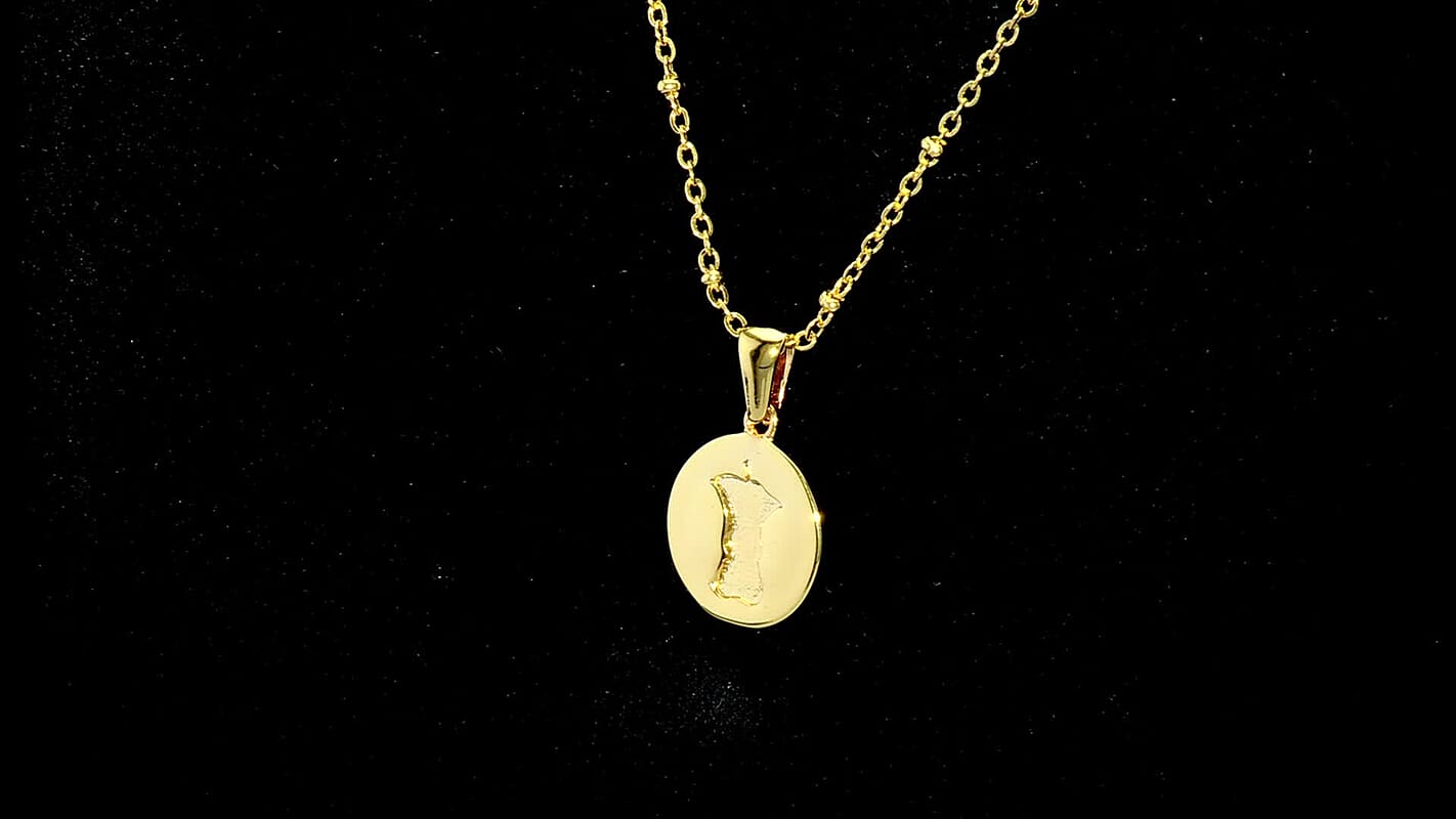 Bite Apple Engraved Coin Pendant Necklace (18 Inches) in Stainless Steel