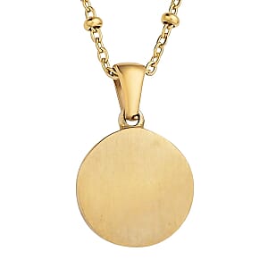 No Kid Hungry Embossed Logo Coin Pendant Necklace (18 inches) in ION Plated YG Stainless Steel , Tarnish-Free, Waterproof, Sweat Proof Jewelry