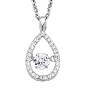 Simulated Diamond Dancing Pear Pendant Necklace 20 Inches in Rhodium Over Sterling Silver 1.05 ctw