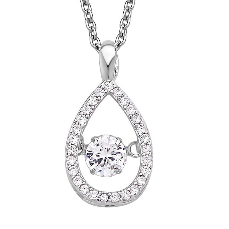 Simulated Diamond 1.05 ctw Dancing Pear Pendant Necklace in Rhodium Over Sterling Silver 20 Inches