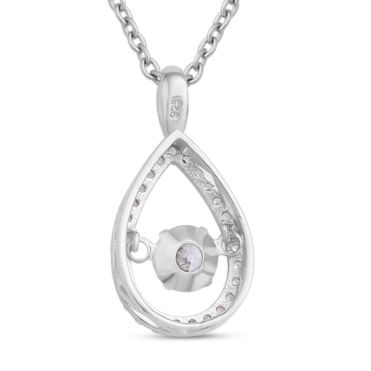 Simulated Diamond 1.05 ctw Dancing Pear Pendant Necklace in Rhodium Over Sterling Silver 20 Inches image number 4