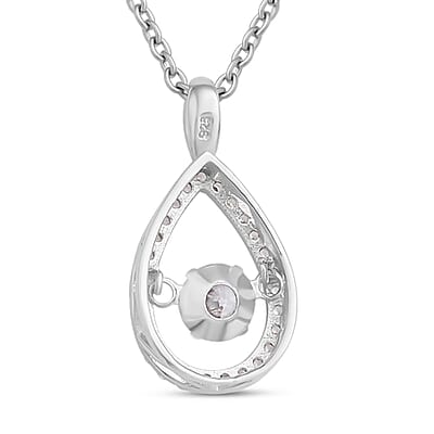 Simulated Diamond 1.05 ctw Dancing Pear Pendant Necklace in Rhodium Over Sterling Silver 20 Inches