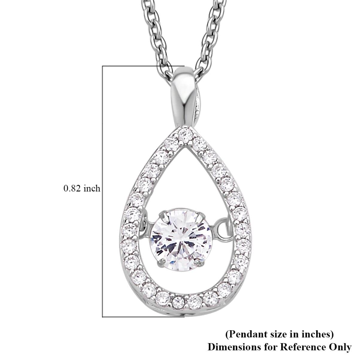 Simulated Diamond Dancing Pear Pendant Necklace 20 Inches in Rhodium Over Sterling Silver 1.05 ctw image number 5