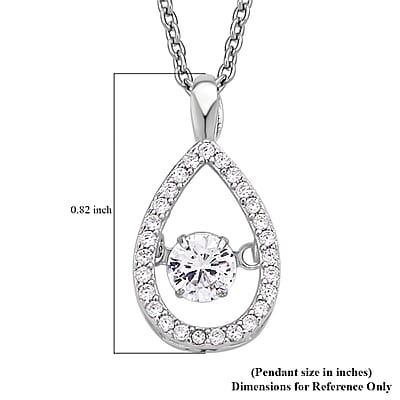 Simulated Diamond 1.05 ctw Dancing Pear Pendant Necklace in Rhodium Over Sterling Silver 20 Inches