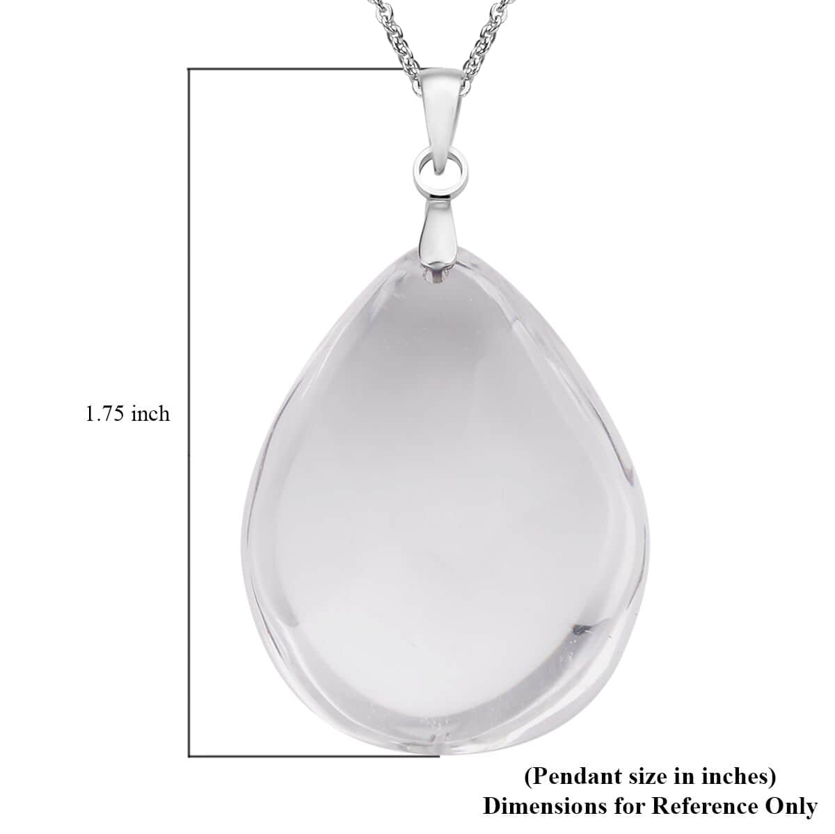 White Quartz Drop Pendant Necklace 20 Inches in Stainless Steel 55.00 ctw image number 3