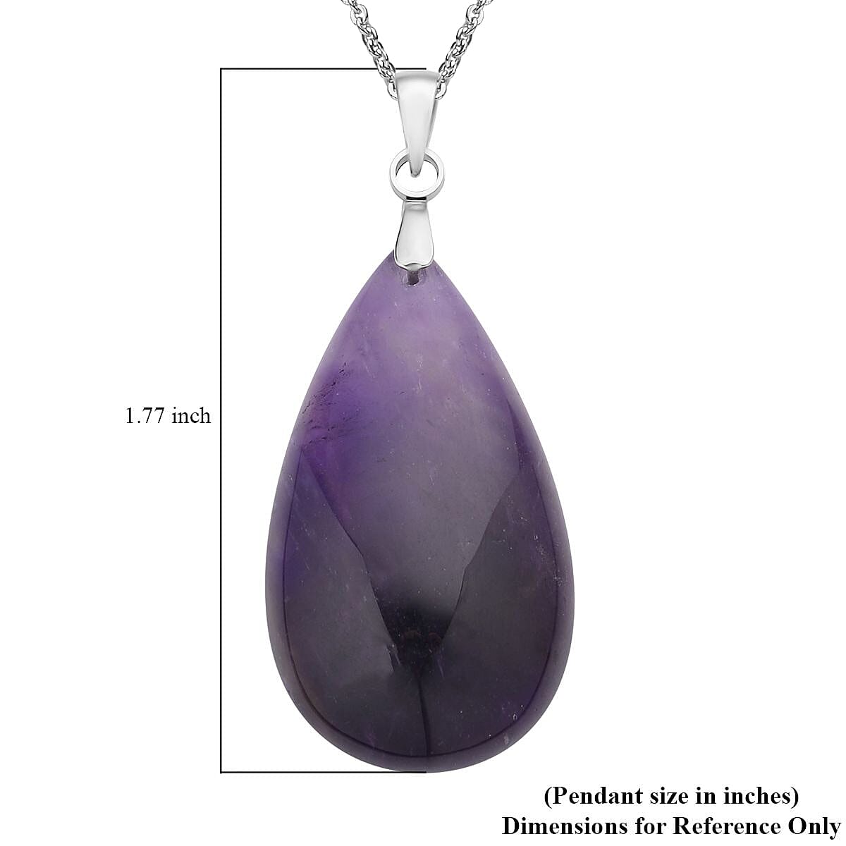 Amethyst Drop Pendant Necklace 20 Inches in Stainless Steel 45.00 ctw image number 3