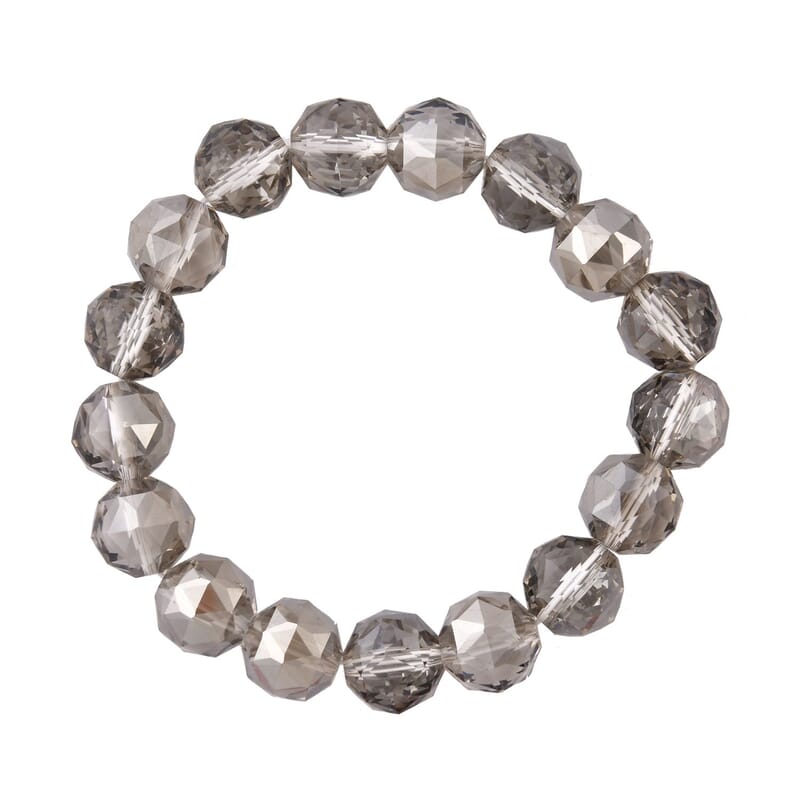 Gray Pearl Glass Beaded Stretch Bracelet and Dangle Earrings in Stainless Steel , Tarnish-Free, Waterproof, Sweat Proof Jewelry