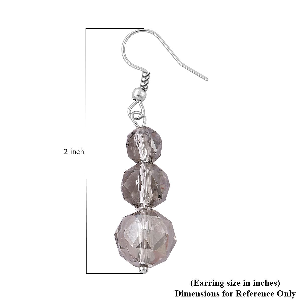 Gray Pearl Glass Beaded Stretch Bracelet and Dangle Earrings in Stainless Steel , Tarnish-Free, Waterproof, Sweat Proof Jewelry