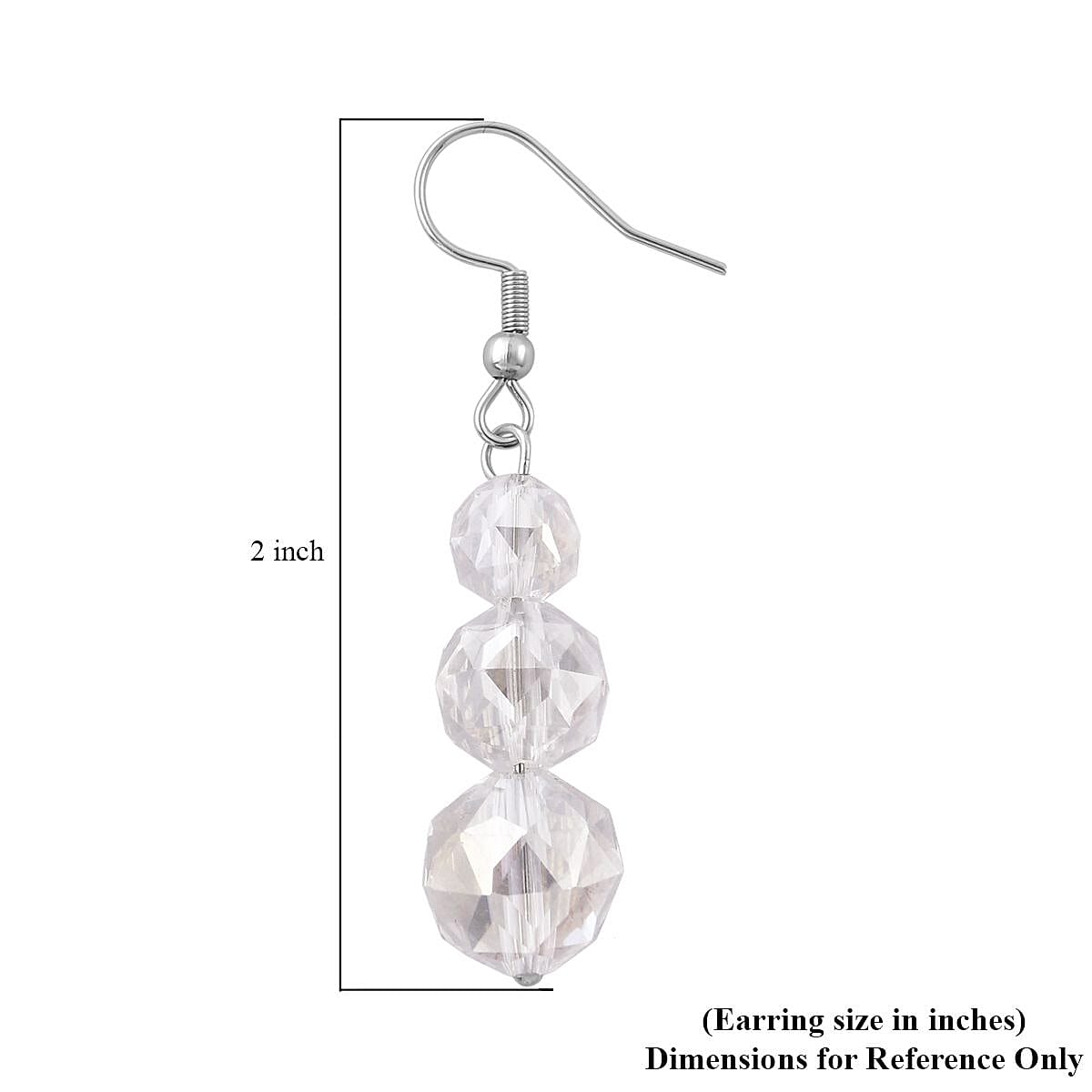 White Mystic Color Glass Beaded Stretch Bracelet and Dangle Earrings in Stainless Steel , Tarnish-Free, Waterproof, Sweat Proof Jewelry