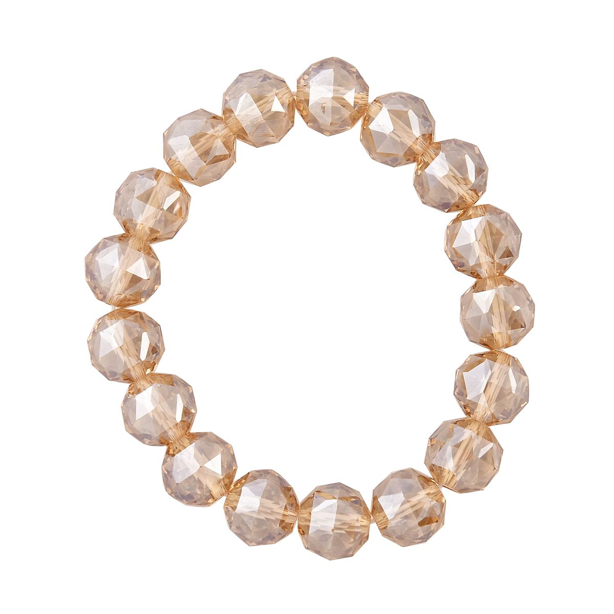 Champagne Glass Beaded Stretch Bracelet and Dangle Earrings in Stainless Steel , Tarnish-Free, Waterproof, Sweat Proof Jewelry image number 2