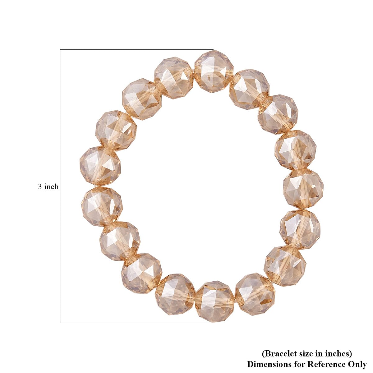 Champagne Glass Beaded Stretch Bracelet and Dangle Earrings in Stainless Steel , Tarnish-Free, Waterproof, Sweat Proof Jewelry image number 3