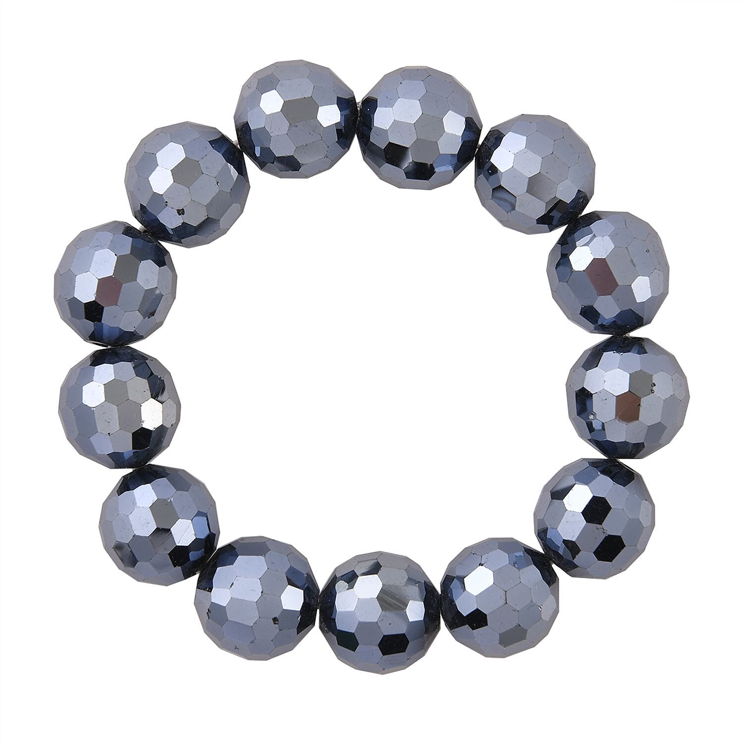 Hematite Color Glass Beaded Stretch Bracelet and Dangle Earrings in Stainless Steel , Tarnish-Free, Waterproof, Sweat Proof Jewelry