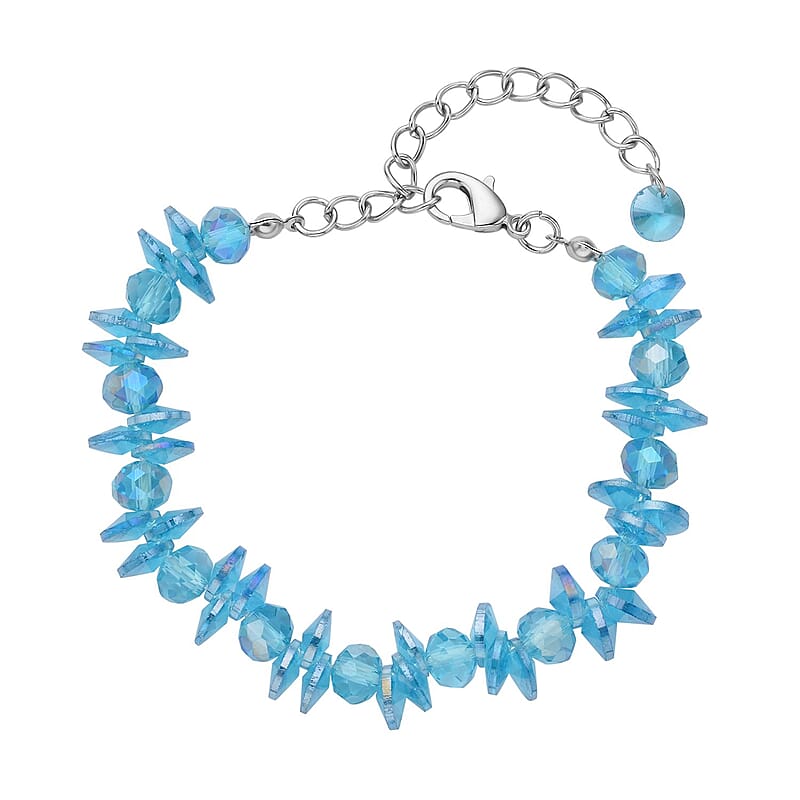 Blue Magic Color Glass Beaded Bracelet (7.50-9.50In) and Drop Earrings in Silvertone & Stainless Steel , Tarnish-Free, Waterproof, Sweat Proof Jewelry