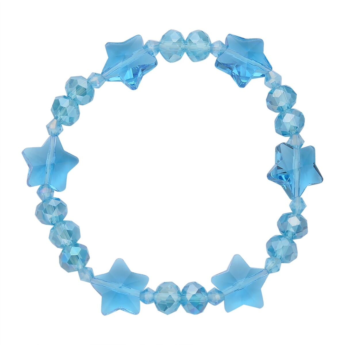 Blue Glass Beaded Bracelet (7.50-9.50Inch) and Drop Earrings in Silvertone & Stainless Steel , Tarnish-Free, Waterproof, Sweat Proof Jewelry image number 2