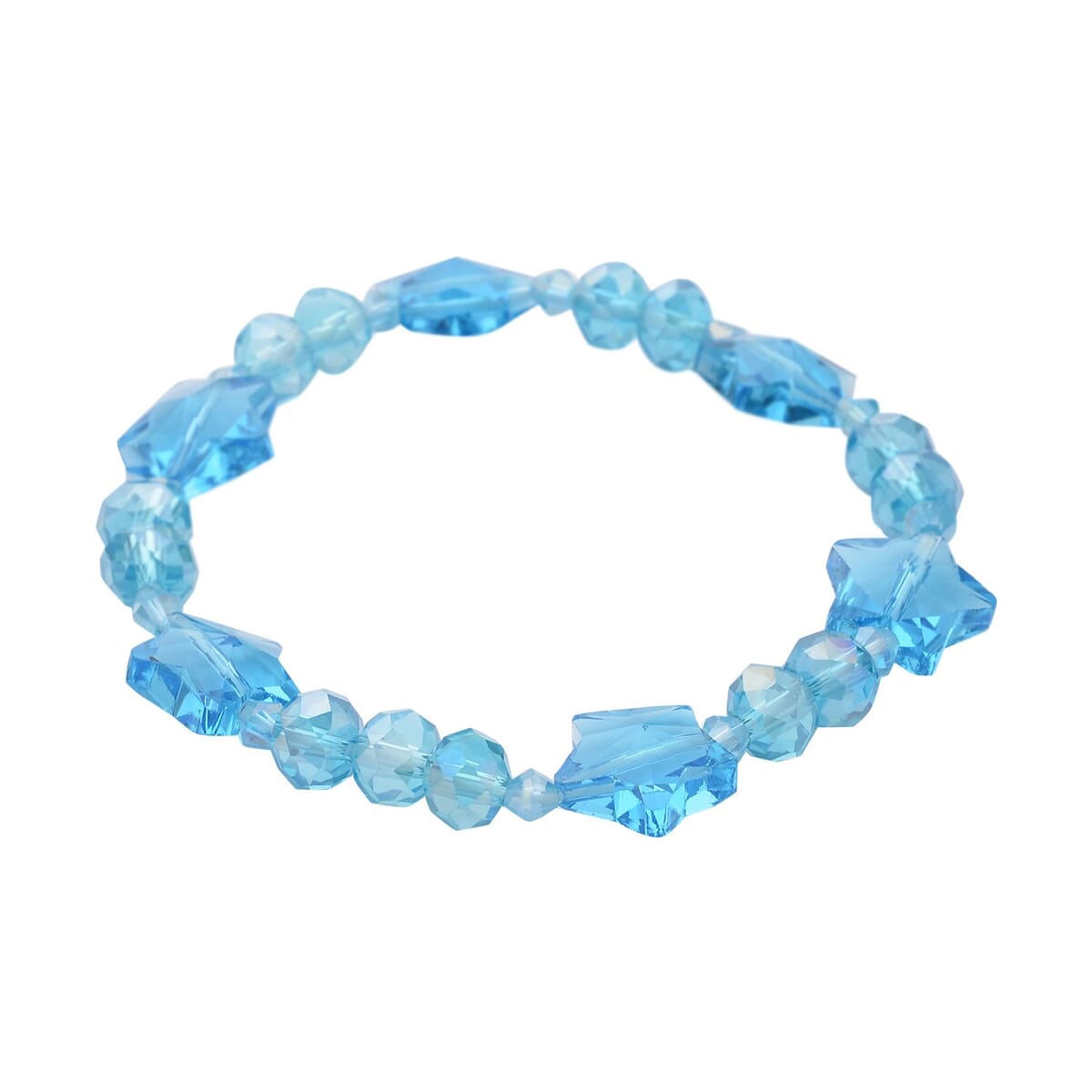 Blue Glass Beaded Bracelet (7.50-9.50Inch) and Drop Earrings in Silvertone & Stainless Steel , Tarnish-Free, Waterproof, Sweat Proof Jewelry image number 3