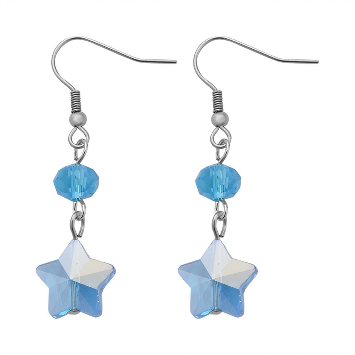 Blue Glass Beaded Bracelet (7.50-9.50Inch) and Drop Earrings in Silvertone & Stainless Steel , Tarnish-Free, Waterproof, Sweat Proof Jewelry image number 5