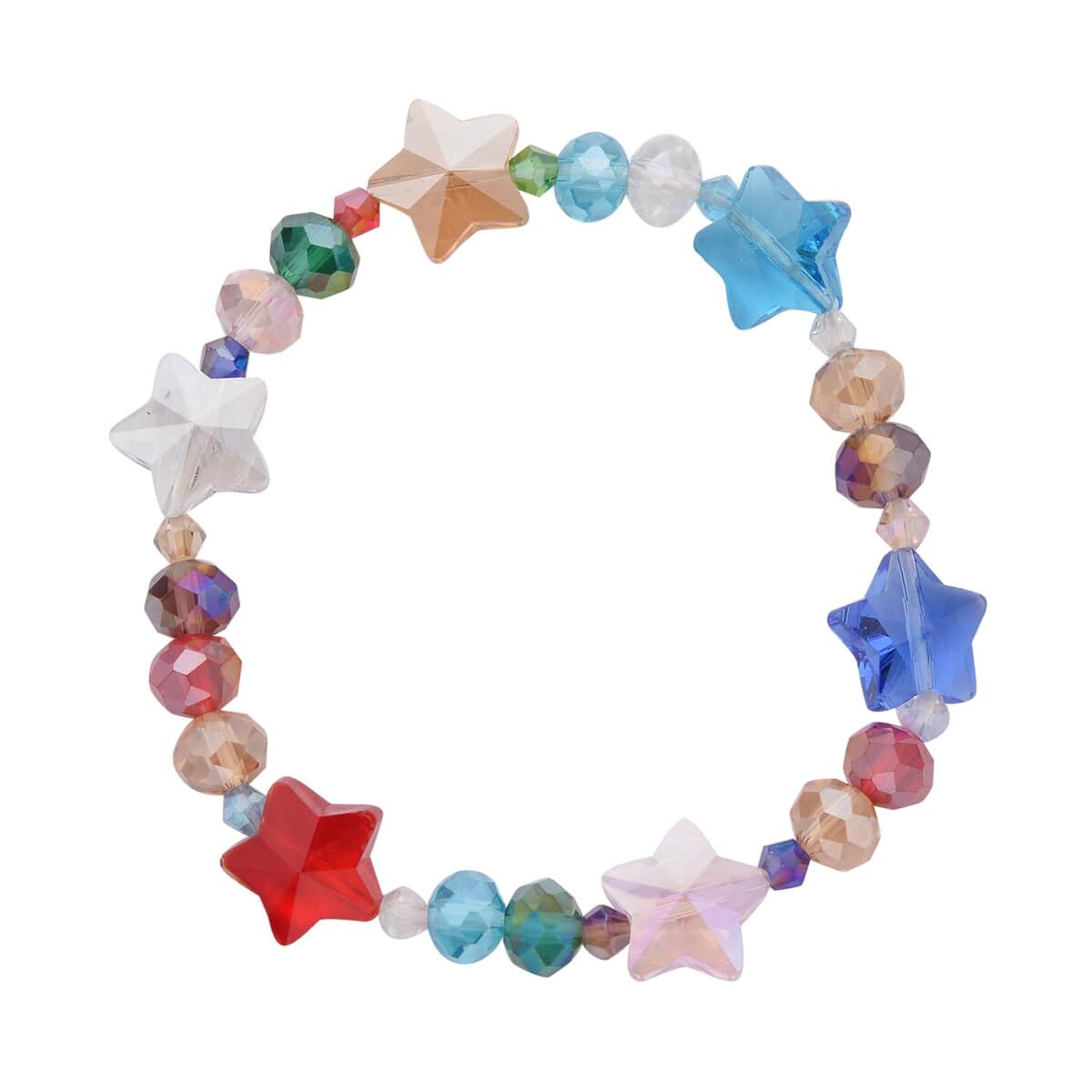 Multi Color Glass Beaded Bracelet (7.50-9.50Inch) and Drop Earrings in Silvertone & Stainless Steel , Tarnish-Free, Waterproof, Sweat Proof Jewelry image number 2