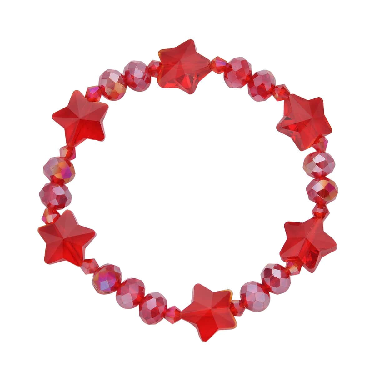 Red Magic Color Glass Beaded Bracelet (7.50-9.50Inch) and Drop Earrings in Silvertone & Stainless Steel , Tarnish-Free, Waterproof, Sweat Proof Jewelry image number 2