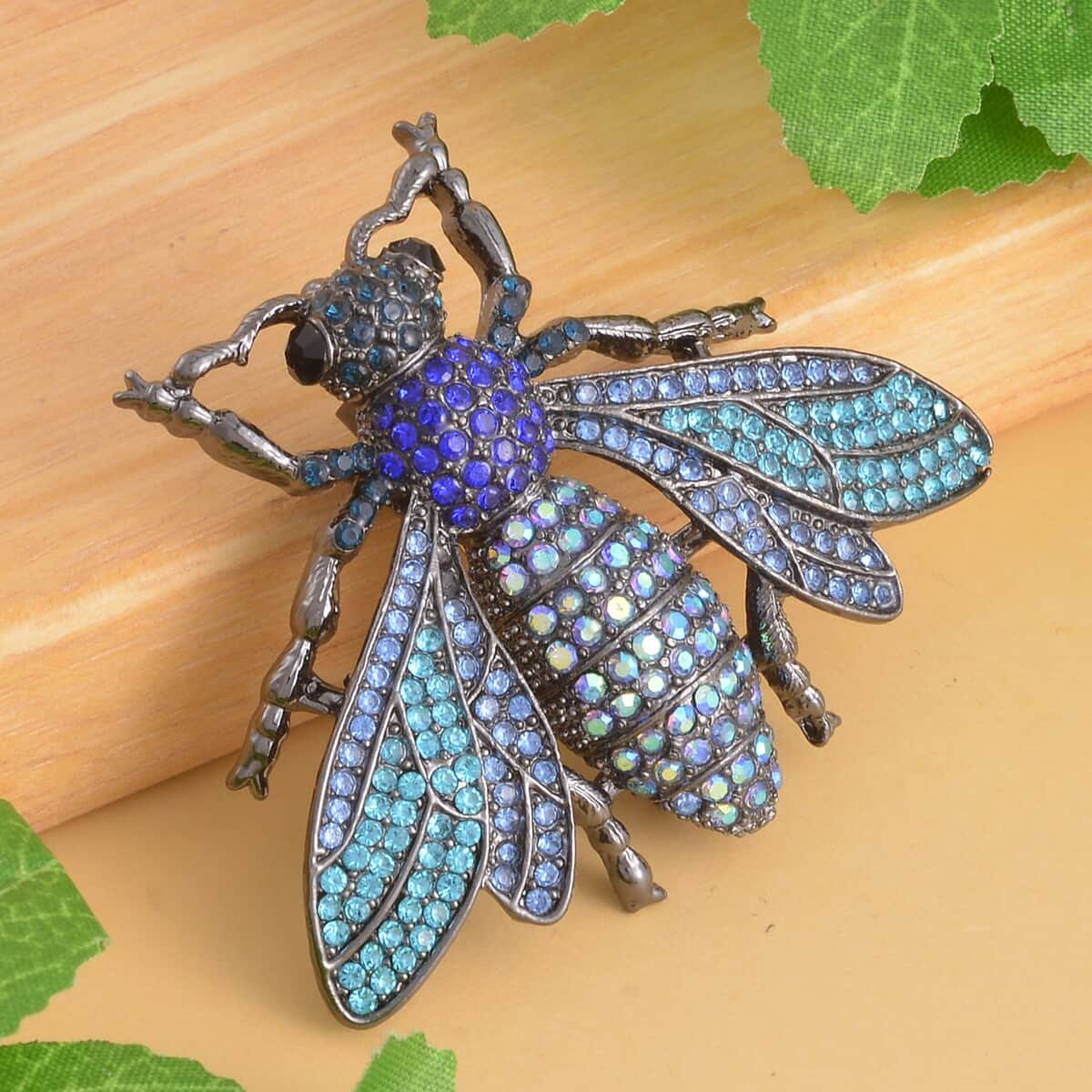 Multi Color Austrian Crystal Housefly Brooch or Pendant Necklace (24 Inches) in Black Silvertone & Stainless Steel , Tarnish-Free, Waterproof, Sweat Proof Jewelry image number 1