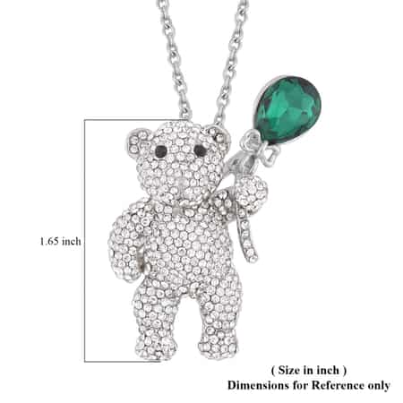 Buy Green Glass, White and Black Austrian Crystal Teddy Bear Brooch or  Pendant Necklace 24 Inches in Tri-tone at