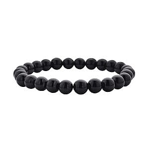 Black Obsidian 104.00 ctw Set Earrings, Bracelet (7.50 In) and Necklace (18-20 Inches) in Stainless Steel