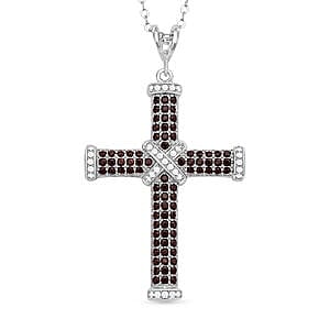 Mozambique Garnet 0.50 ctw Pendant Necklace (18 Inches) in Rhodium Over Sterling Silver