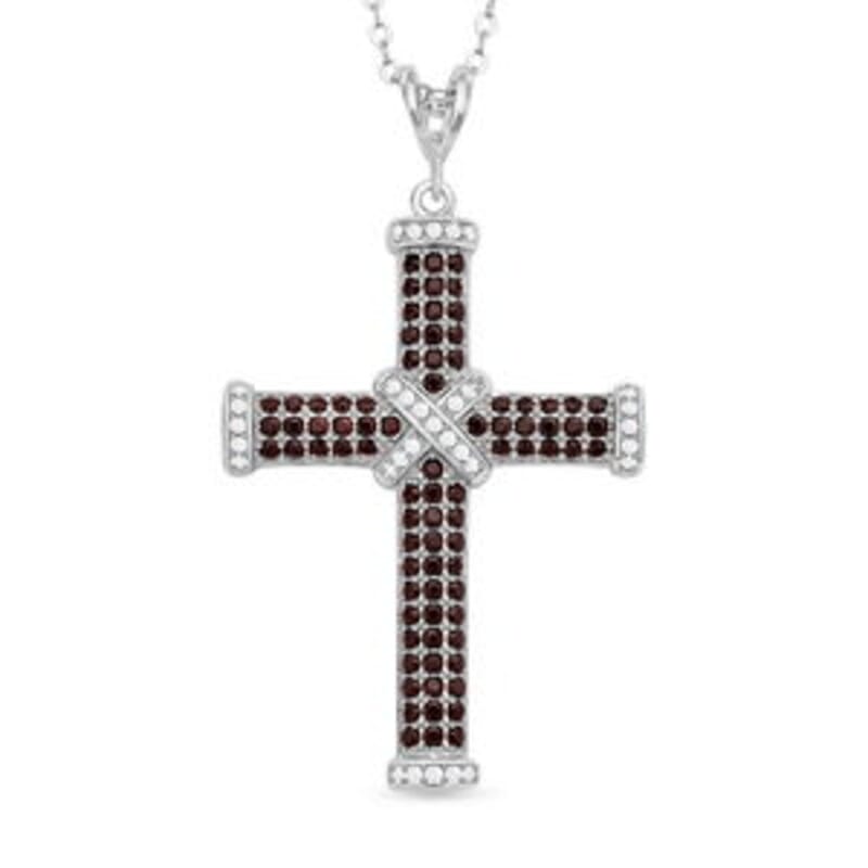 Mozambique Garnet 0.50 ctw Pendant Necklace (18 Inches) in Rhodium Over Sterling Silver