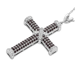 Mozambique Garnet 0.50 ctw Pendant Necklace (18 Inches) in Rhodium Over Sterling Silver