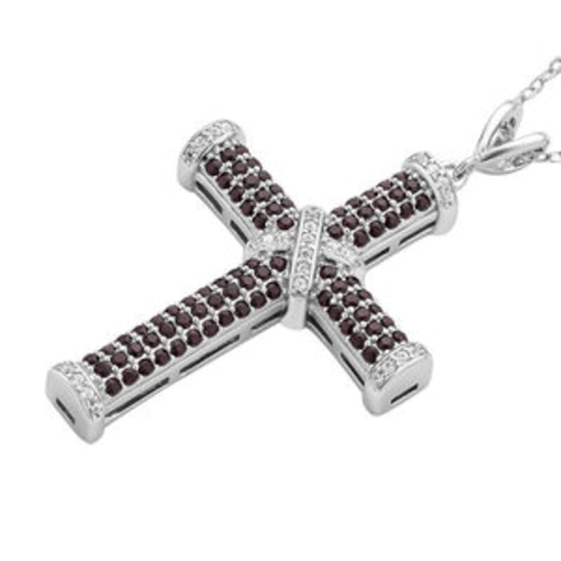 Mozambique Garnet 0.50 ctw Pendant Necklace (18 Inches) in Rhodium Over Sterling Silver