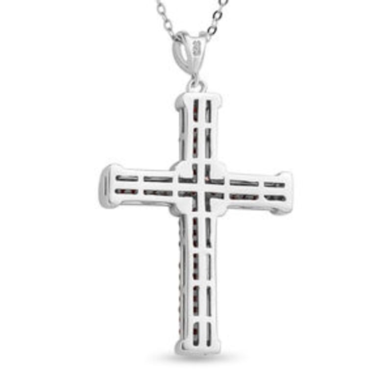 Mozambique Garnet 0.50 ctw Pendant Necklace (18 Inches) in Rhodium Over Sterling Silver