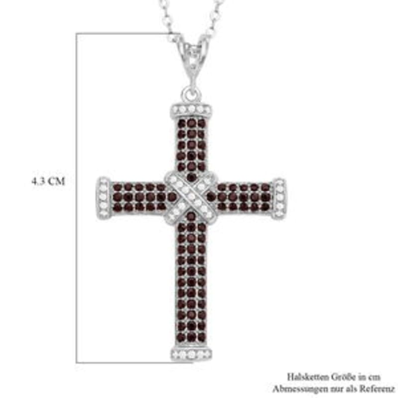 Mozambique Garnet 0.50 ctw Pendant Necklace (18 Inches) in Rhodium Over Sterling Silver