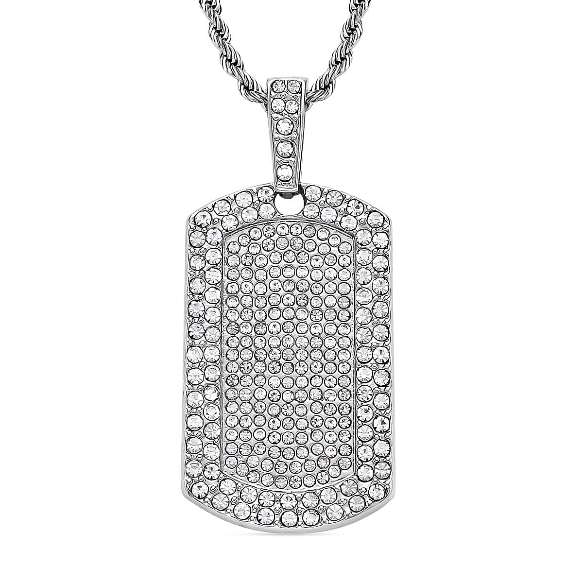 J Francis Embellished with Crystal by Swarovski Pendant Necklace 24 Inches in Silvertone