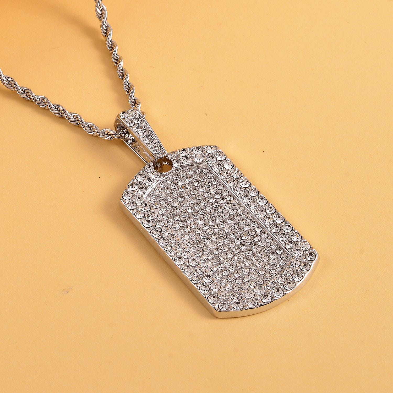 J Francis Embellished with Crystal by Swarovski Pendant Necklace 24 Inches in Silvertone