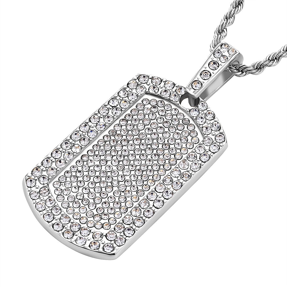 J Francis Embellished with Crystal by Swarovski Pendant Necklace 24 Inches in Silvertone