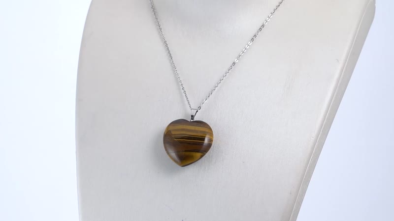 Lepidolite Heart Pendant Necklace 20 Inches in Stainless Steel 75.00 ctw