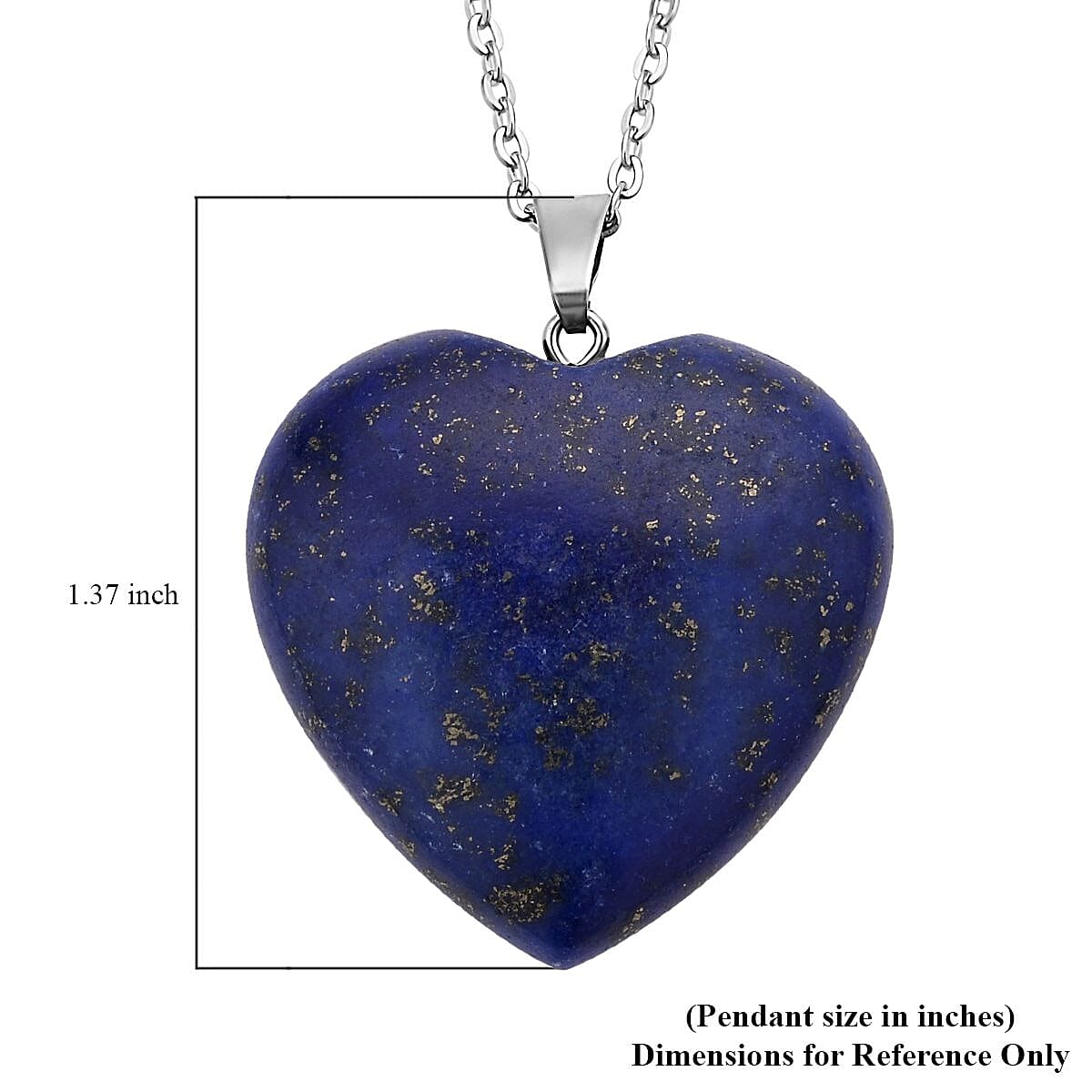 Lapis Lazuli Heart Pendant Necklace 20 Inches in Stainless Steel 75.00 ctw