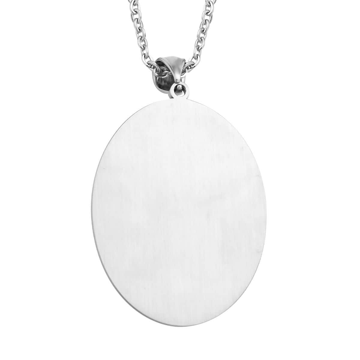 Black Agate Solitaire Pendant Necklace 20 Inches in Stainless Steel 85.00 ctw image number 4
