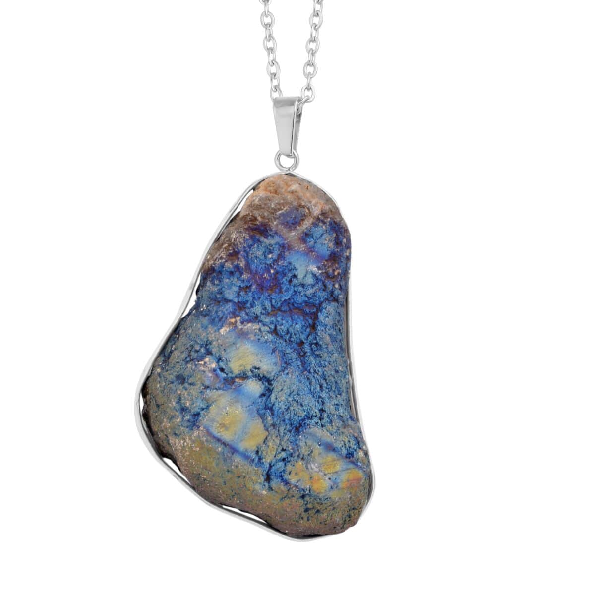 Magic Color Drusy Quartz Pendant Necklace 24 Inches in Silvertone & Stainless Steel image number 4