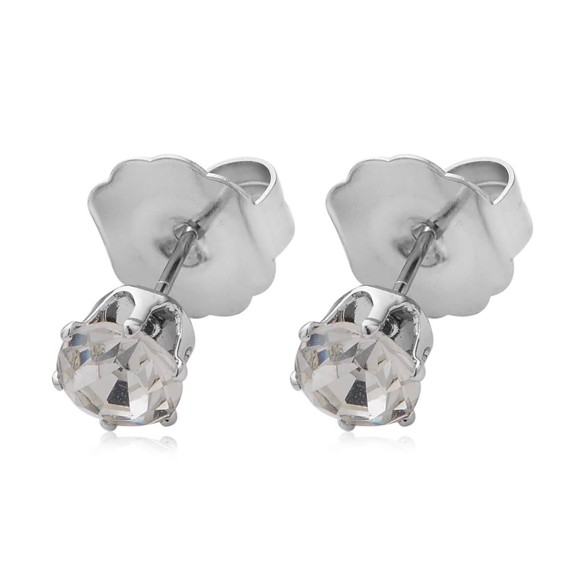 9pcs Set - 4pcs White Shell Pearl Earrings, 4pcs Crystal Earrings and 1pc Bracelet (7.5-9.5In) in Silvertone & Stainless Steel , Tarnish-Free, Waterproof, Sweat Proof Jewelry image number 5